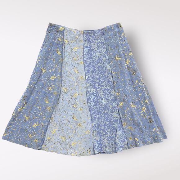 J. Jill Blue and Gold Floral Midi Skirt - Picture 1 of 9